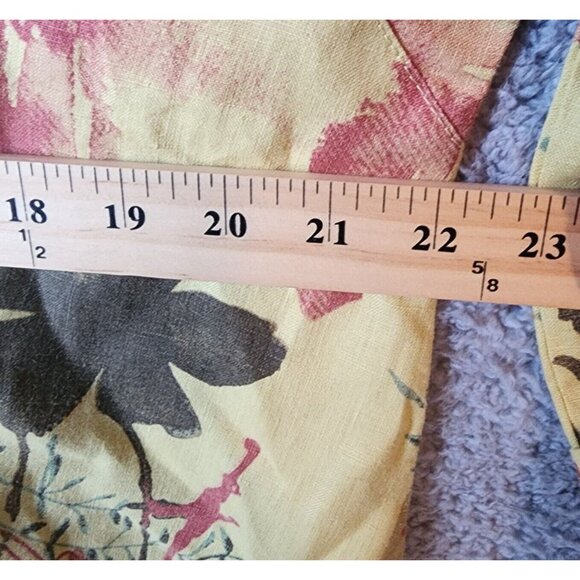 Click by Color Me Cotton Hi Low Jacket Top Yellow Floral 100% Linen Lagenlook M - Picture 9 of 11